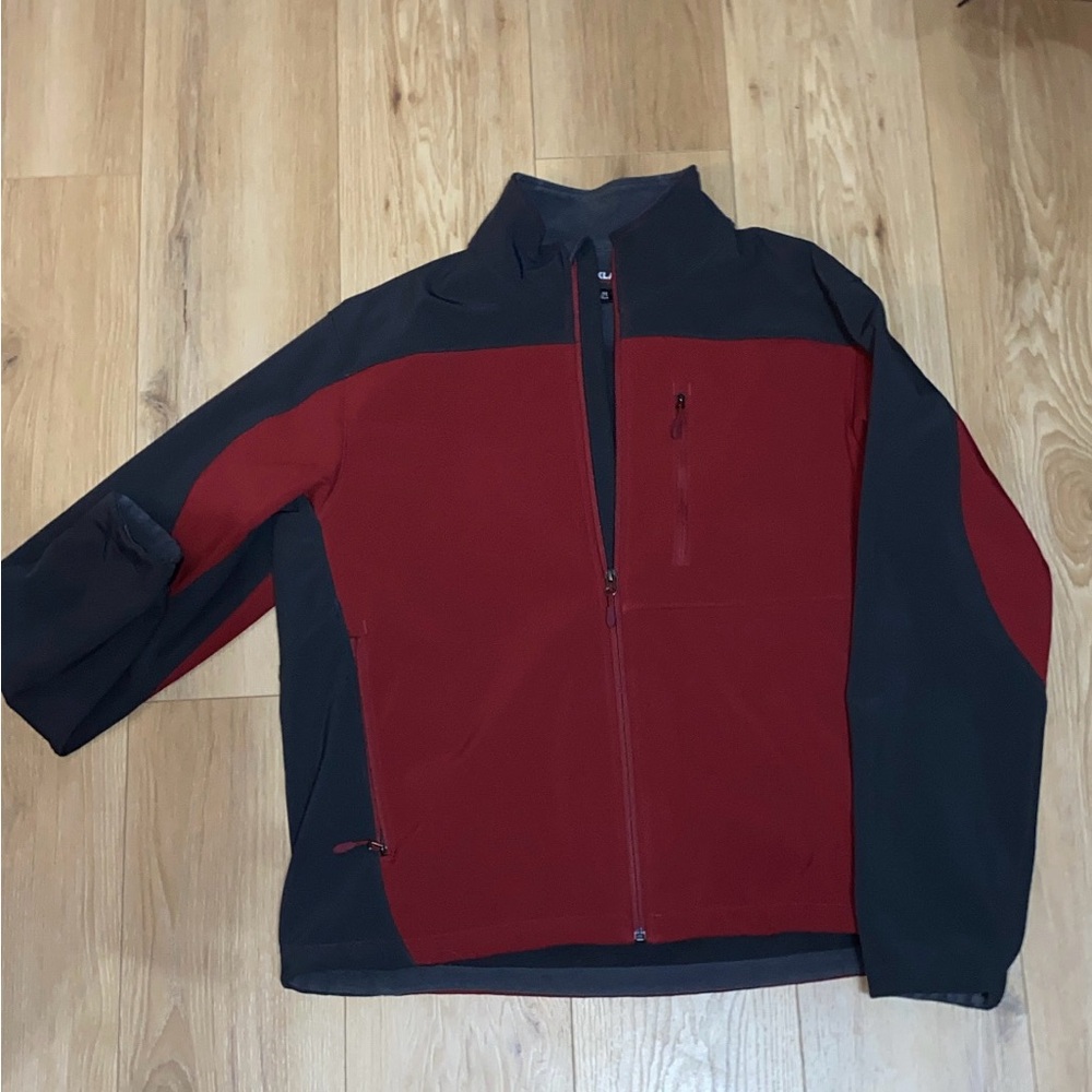 Burgundy and Navy Performance Fleece Jacket with Quarter-Zip